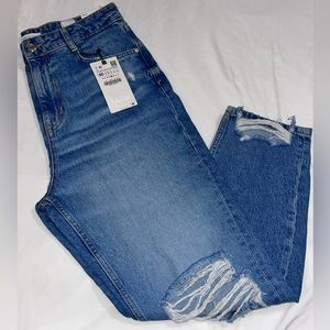 ZARA Mom Fit distressed Denim Jeans (8)